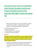 Colorado Tourism Services Certification &NewLine;Exam Practice Questions And Correct &NewLine;Answers &lpar;Verified Answers&rpar; Plus &NewLine;Rationale 2026 Q&A&vert; Instant Download &NewLine;Pdf