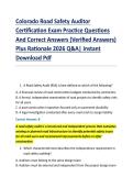 Colorado Road Safety Auditor &NewLine;Certification Exam Practice Questions &NewLine;And Correct Answers &lpar;Verified Answers&rpar; &NewLine;Plus Rationale 2026 Q&A&vert; Instant &NewLine;Download Pdf  