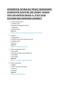 INFORMATION TECHNOLOGY PROJECT MANAGEMENT &NewLine;EXAMINATION QUESTIONS AND CORRECT ANSWER &NewLine;WITH EXPLANATION GRADED A&plus; STUDY GUIDE