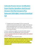 Colorado Process Server Certification &NewLine;Exam Practice Questions And Correct &NewLine;Answers &lpar;Verified Answers&rpar; Plus &NewLine;Rationale 2026 Q&A&vert; Instant Download &NewLine;Pdf 