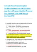 Colorado Payroll Administration &NewLine;Certification Exam Practice Questions &NewLine;And Correct Answers &lpar;Verified Answers&rpar; &NewLine;Plus Rationale 2026 Q&A&vert; Instant &NewLine;Download Pdf