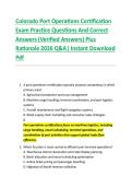 Colorado Port Operations Certification &NewLine;Exam Practice Questions And Correct &NewLine;Answers &lpar;Verified Answers&rpar; Plus &NewLine;Rationale 2026 Q&A&vert; Instant Download &NewLine;Pdf  