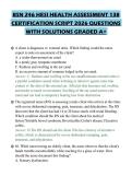 BSN 246 HESI HEALTH ASSESSMENT 138&NewLine;CERTIFICATION SCRIPT 2026 QUESTIONS&NewLine;WITH SOLUTIONS GRADED A
