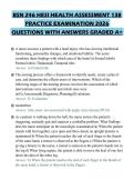 BSN 246 HESI HEALTH ASSESSMENT 138&NewLine;PRACTICE EXAMINATION 2026&NewLine;QUESTIONS WITH ANSWERS GRADED A&plus;