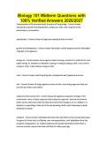 Biology 101 Midterm Questions with 100&percnt; Verified Answers 2026&sol;2027