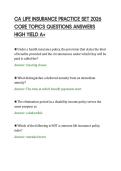 CA LIFE INSURANCE PRACTICE SET 2026&NewLine;CORE TOPICS QUESTIONS ANSWERS&NewLine;HIGH YIELD A&plus;