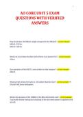 AO CORE UNIT 5 EXAM&NewLine;QUESTIONS WITH VERIFIED&NewLine;ANSWERS