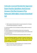 Colorado Licensed Residential Appraiser &NewLine;Exam Practice Questions And Correct &NewLine;Answers &lpar;Verified Answers&rpar; Plus &NewLine;Rationale 2026 Q&A&vert; Instant Download &NewLine;Pdf  