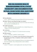 BSN 346 SHADOW HEALTH&NewLine;NON-REASSURING FETAL STATUS&NewLine;TRANSCRIPT AND DOCUMENTATION&NewLine;ACTUAL EXAM PAPER 2026 QUESTIONS&NewLine;WITH ANSWERS GRADED A&plus;