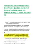 Colorado Mail Processing Certification &NewLine;Exam Practice Questions And Correct &NewLine;Answers &lpar;Verified Answers&rpar; Plus &NewLine;Rationale 2026 Q&A&vert; Instant Download &NewLine;Pdf 