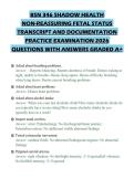 BSN 346 SHADOW HEALTH&NewLine;NON-REASSURING FETAL STATUS&NewLine;TRANSCRIPT AND DOCUMENTATION&NewLine;PRACTICE EXAMINATION 2026&NewLine;QUESTIONS WITH ANSWERS GRADED A&plus;