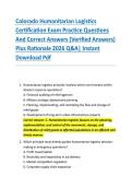 Colorado Humanitarian Logistics &NewLine;Certification Exam Practice Questions &NewLine;And Correct Answers &lpar;Verified Answers&rpar; &NewLine;Plus Rationale 2026 Q&A&vert; Instant &NewLine;Download Pdf  
