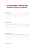 California Cemetery Manager Exam &ndash; Questions and Correct Answers