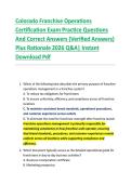 Colorado Franchise Operations &NewLine;Certification Exam Practice Questions &NewLine;And Correct Answers &lpar;Verified Answers&rpar; &NewLine;Plus Rationale 2026 Q&A&vert; Instant &NewLine;Download Pdf 