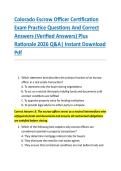 Colorado Escrow Officer Certification &NewLine;Exam Practice Questions And Correct &NewLine;Answers &lpar;Verified Answers&rpar; Plus &NewLine;Rationale 2026 Q&A&vert; Instant Download &NewLine;Pdf 