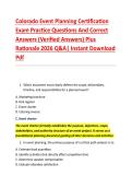Colorado Event Planning Certification &NewLine;Exam Practice Questions And Correct &NewLine;Answers &lpar;Verified Answers&rpar; Plus &NewLine;Rationale 2026 Q&A&vert; Instant Download &NewLine;Pdf  