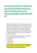Colorado Flight Dispatcher Certification &NewLine;Exam Practice Questions And Correct &NewLine;Answers &lpar;Verified Answers&rpar; Plus &NewLine;Rationale 2026 Q&A&vert; Instant Download &NewLine;Pdf  