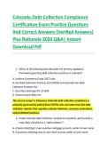 Colorado Debt Collection Compliance &NewLine;Certification Exam Practice Questions &NewLine;And Correct Answers &lpar;Verified Answers&rpar; &NewLine;Plus Rationale 2026 Q&A&vert; Instant &NewLine;Download Pdf  