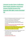 Colorado Casualty Claims Certification &NewLine;Exam Practice Questions And Correct &NewLine;Answers &lpar;Verified Answers&rpar; Plus &NewLine;Rationale 2026 Q&A&vert; Instant Download &NewLine;Pdf  