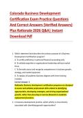 Colorado Business Development &NewLine;Certification Exam Practice Questions &NewLine;And Correct Answers &lpar;Verified Answers&rpar; &NewLine;Plus Rationale 2026 Q&A&vert; Instant &NewLine;Download Pdf  