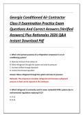 Georgia Conditioned Air Contractor &NewLine;Class II Examination Practice Exam &NewLine;Questions And Correct Answers &lpar;Verified &NewLine;Answers&rpar; Plus Rationales 2026 Q&A &NewLine;Instant Download Pdf 