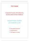 Test Bank for Corporate Finance  6th Canadian Edition by Jonathan Berk&comma; Peter DeMarzo & David A&period; Stangeland  &vert;  All 31 Chapters 1-31 &vert; Law of One Price Capital Budgeting Valuation Risk 2026&sol;2027