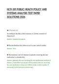 HLTH 501 PUBLIC HEALTH POLICY AND&NewLine;SYSTEMS ANALYSIS TEST PAPER&NewLine;SOLUTIONS 2026&NewLine;