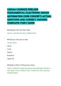 CAD100 CADENCE PRELUDE&NewLine;FUNDAMENTALS ELECTRONIC DESIGN&NewLine;AUTOMATION CORE CONCEPTS ACTUAL&NewLine;QUESTIONS AND CORRECT ANSWERS&NewLine;COMPLETE STUDY GUIDE