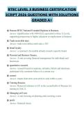 BTEC LEVEL 3 BUSINESS CERTIFICATION&NewLine;SCRIPT 2026 QUESTIONS WITH SOLUTIONS&NewLine;GRADED A&plus;