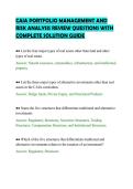 CAIA PORTFOLIO MANAGEMENT AND&NewLine;RISK ANALYSIS REVIEW QUESTIONS WITH&NewLine;COMPLETE SOLUTION GUIDE