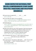 HOME INSPECTOR NATIONAL PREP&NewLine;UPATE&semi;&lpar; COMPREHENSIVE STUDY GUIDE&NewLine;2026 FULL QUESTIONS AND SOLUTIONS&NewLine;GRADED A&plus;&NewLine;