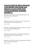 CALCULATION OF DRUG DOSAGES&NewLine;12TH EDITION TEST BANK 2026&NewLine;DOSAGE CALCULATION TEST&NewLine;PAPER QUESTIONS ANSWERS&NewLine;GRADED A&plus;