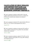 CALCULATION OF DRUG DOSAGES&NewLine;12TH EDITION TEST BANK 2026&NewLine;STUDY GUIDE COMPREHENSIVE&NewLine;QUESTIONS ANSWERS VERIFIED A&plus;