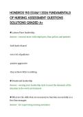 HONDROS 195 EXAM 1 2026 FUNDAMENTALS&NewLine;OF NURSING ASSESSMENT QUESTIONS&NewLine;SOLUTIONS GRADED A&plus;