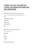 HONDROS 195 EXAM 1 2026 INFECTION&NewLine;CONTROL AND NURSING PROCEDURES DRILL&NewLine;PACK ANSWER SHEET