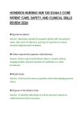 HONDROS NURSING NUR 150 EXAM 2 CORE&NewLine;PATIENT CARE&comma; SAFETY&comma; AND CLINICAL SKILLS&NewLine;REVIEW 2026&NewLine;