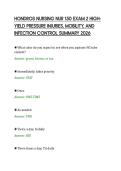 HONDROS NURSING NUR 150 EXAM 2 HIGHYIELD PRESSURE INJURIES&comma; MOBILITY&comma; AND&NewLine;INFECTION CONTROL SUMMARY 2026&NewLine;