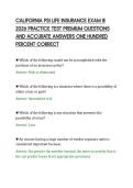 CALIFORNIA PSI LIFE INSURANCE EXAM III&NewLine;2026 PRACTICE TEST PREMIUM QUESTIONS&NewLine;AND ACCURATE ANSWERS ONE HUNDRED&NewLine;PERCENT CORRECT
