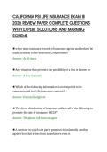 CALIFORNIA PSI LIFE INSURANCE EXAM III&NewLine;2026 REVIEW PAPER COMPLETE QUESTIONS&NewLine;WITH EXPERT SOLUTIONS AND MARKING&NewLine;SCHEME