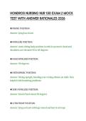 HONDROS NURSING NUR 150 EXAM 2 MOCK&NewLine;TEST WITH ANSWER RATIONALES 2026