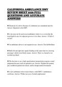 CALIFORNIA AMBULANCE DMV&NewLine;REVIEW SHEET 2026 FULL&NewLine;QUESTIONS AND ACCURATE&NewLine;ANSWERS 