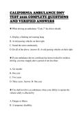 CALIFORNIA AMBULANCE DMV&NewLine;TEST 2026 COMPLETE QUESTIONS&NewLine;AND VERIFIED ANSWERS