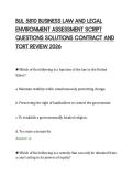 BUL 5810 BUSINESS LAW AND LEGAL &NewLine;ENVIRONMENT ASSESSMENT SCRIPT &NewLine;QUESTIONS SOLUTIONS CONTRACT AND &NewLine;TORT REVIEW 2026