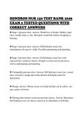 HONDROS NUR 150 TEST BANK 2026&NewLine;EXAM 2 TESTED QUESTIONS WITH&NewLine;CORRECT ANSWERS