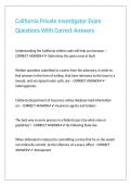 California Private Investigator Exam Questions With Correct Answers