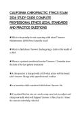 CALIFORNIA CHIROPRACTIC ETHICS EXAM&NewLine;2026 STUDY GUIDE COMPLETE&NewLine;PROFESSIONAL ETHICS LEGAL STANDARDS&NewLine;AND PRACTICE QUESTIONS