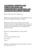 CALIFORNIA CHIROPRACTIC&NewLine;ETHICS TEST BANK 2026&NewLine;COMPREHENSIVE QUESTIONS AND&NewLine;ACCURATE SOLUTIONS VERIFIED 