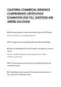 CALIFORNIA COMMERCIAL INSURANCE&NewLine;COMPREHENSIVE CERTIFICATION&NewLine;EXAMINATION 2026 FULL QUESTIONS AND&NewLine;VERIFIED SOLUTIONS