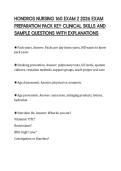 HONDROS NURSING 160 EXAM 2 2026 EXAM&NewLine;PREPARATION PACK KEY CLINICAL SKILLS AND&NewLine;SAMPLE QUESTIONS WITH EXPLANATIONS&NewLine;