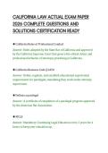 CALIFORNIA LAW ACTUAL EXAM PAPER&NewLine;2026 COMPLETE QUESTIONS AND&NewLine;SOLUTIONS CERTIFICATION READY